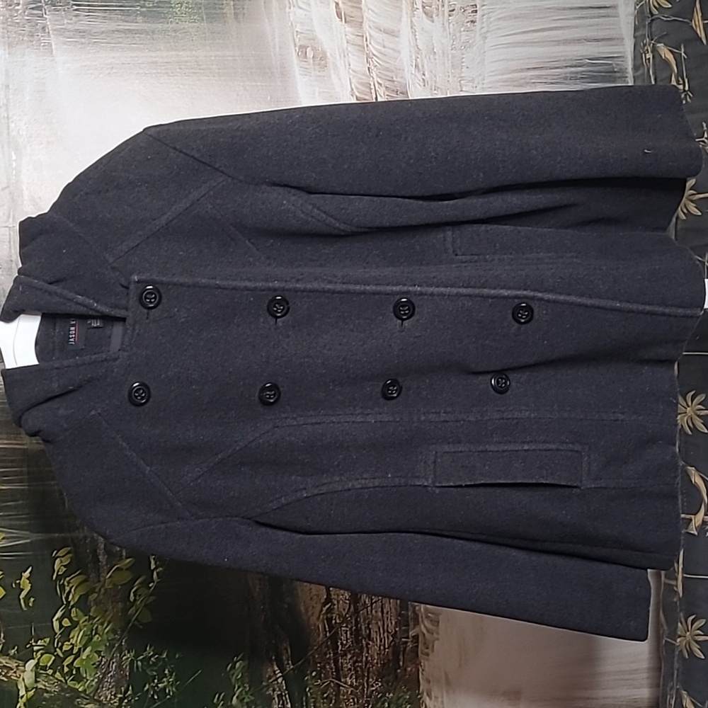 Jason Kole Womens XL heavy warm wool double breasted pea coat in black